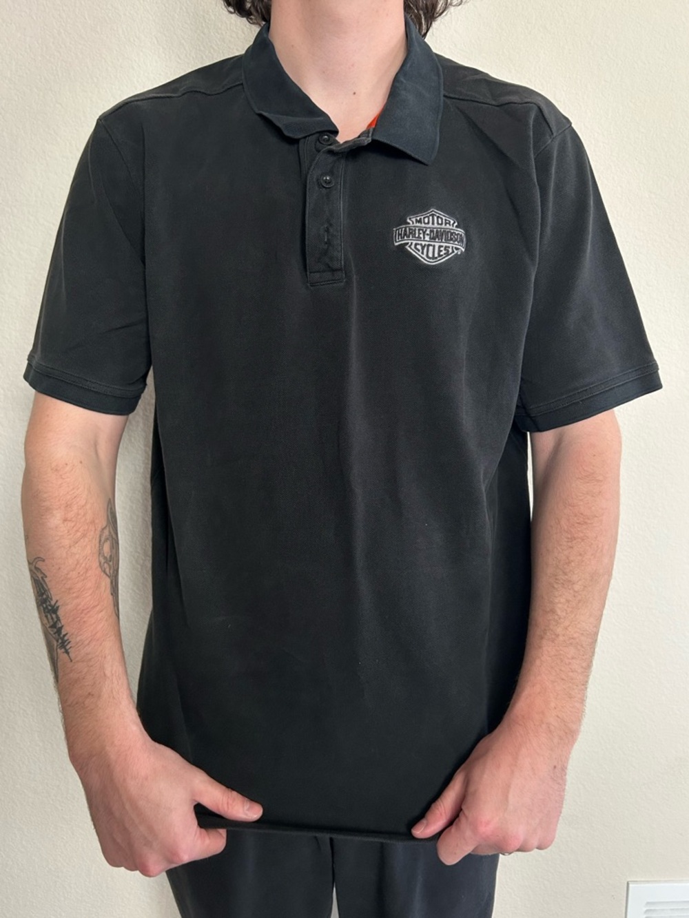 VTG Harley-Davidson Polo Short Sleeve Shirt 1/4 Button Down Men's Sz 2XL Black